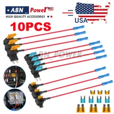 12V Car Add-a-Circuit Fuse Adapter w/ Standard & Mini TAP Blade Fuse Holder 10Pc
