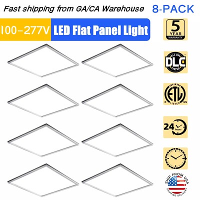 8 Pack 2x2 LED Flat Panel Light LED Ceiling Light, 5800LM 45W TRIAC 10-100% Dimm