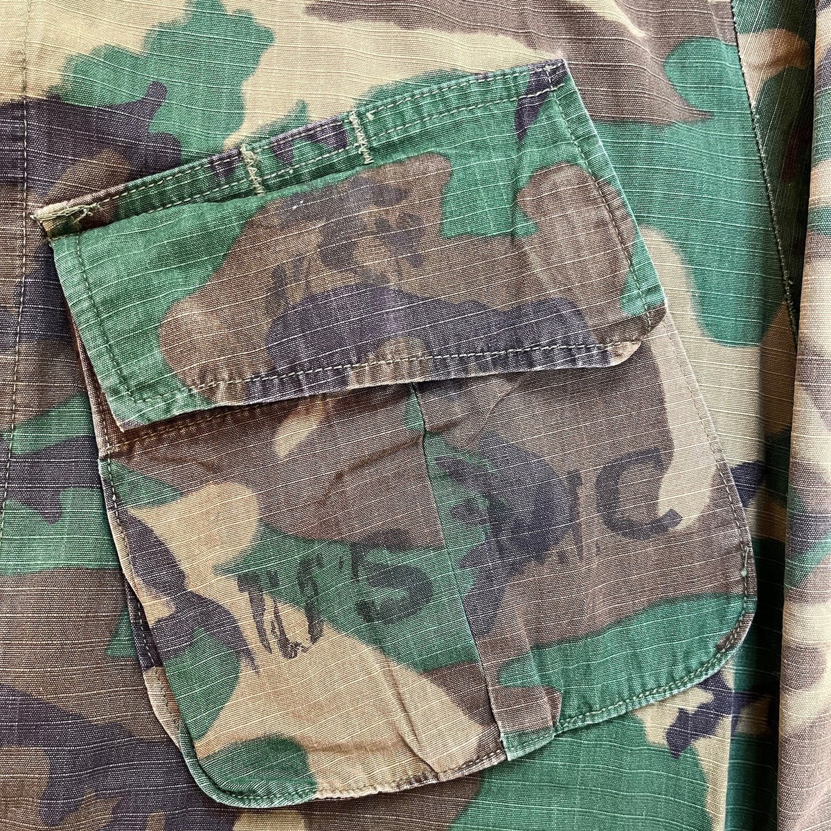 Vtg Vietnam ERDL Camo Poplin Tropical Jungle Slant Pocket Stencil 