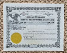 Pierce Arrow Motor Car Company Stock Certificate 1928 100 Shares New