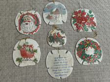 Vintage Sand Dollar Christmas Ornament 3 -4 Decoupage Glitter Lot of 7