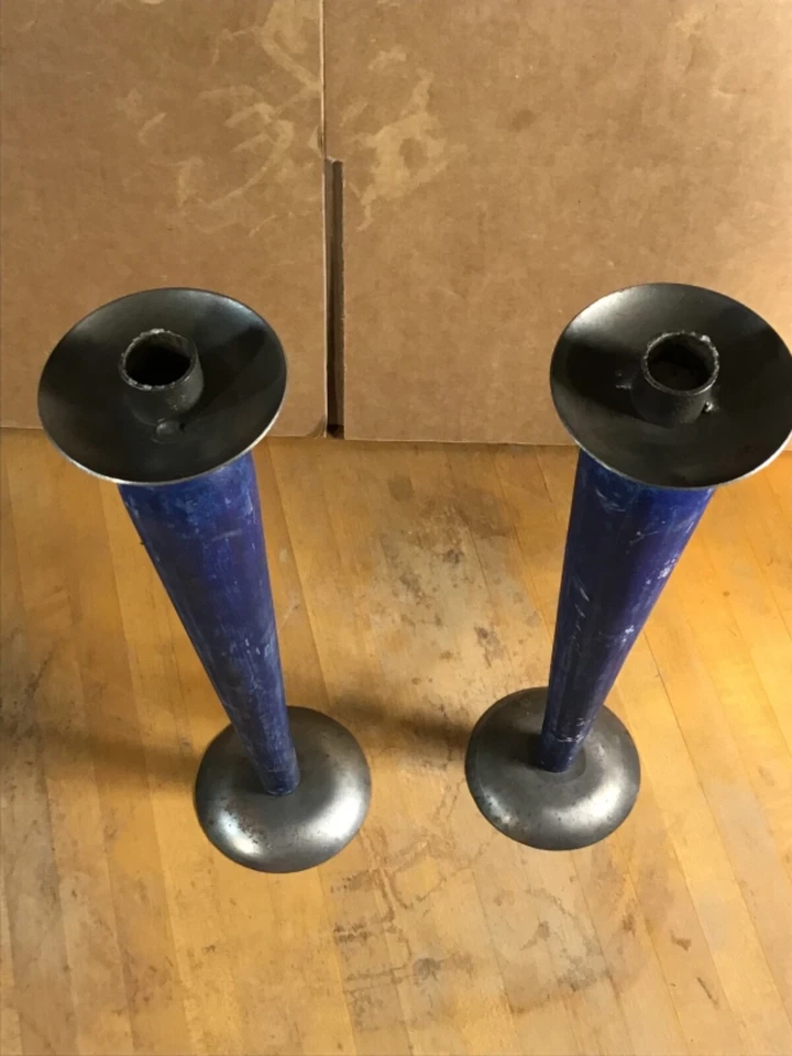 "JUEGO DE 2 CANDELABROS PRIMITIVOS DE METAL RÚSTICO ENVEJECIDO MADERA DE CAMPO 14""" Foto 2 de 4