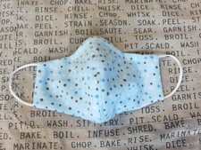Handmade Face Mask filter pocket and flexible nose bridge skyblue white polkadot