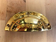 Brass Cast Drawer Pull Handle Plain Boat Narrowboat River Shell Hooded