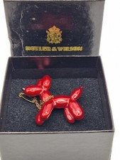 Unusual Rare Vintage BUTLER & WILSON red enamel balloon dog brooch