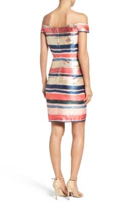 Women's Adrianna Papell Gold Leaf Jacquard Sheath Dress, Size 12 - Red Women's Adrianna Papell Gold Leaf Jacquard Sheath Dress, Size 12 - Red