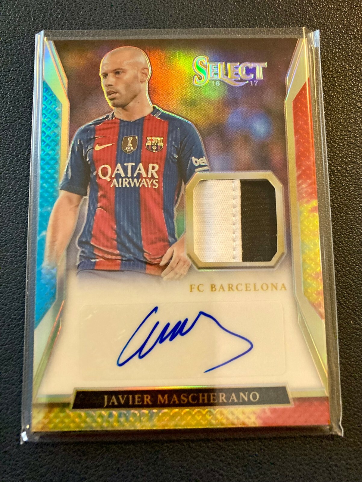 2016-17 Panini Select Javier Mascherano Barcelona auto jersey 22/25 tie dye 