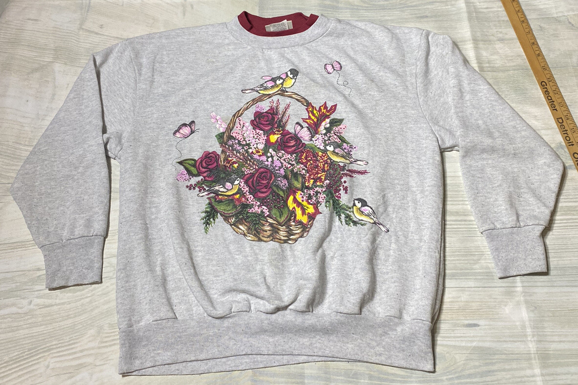 Vintage Basic Editions Sweatshirt Medium Flowers … - image 1