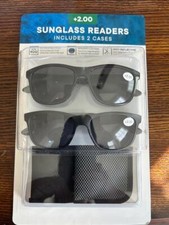 Sunglass Readers 2.00 Includes 2 Cases. Black