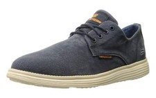 Skechers Mens Navy Blue Relaxed Fit Status Borges Canvas Shoes UK 6 EU 39.5