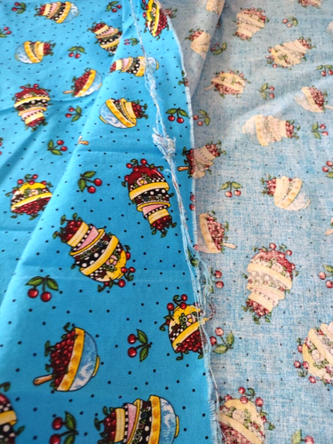 Mary Engelbreit Blue Bowls & Cherries Sewing Fabric 18" L x 23 1/2" W From 2010 - Picture 4 of 5