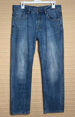 Buffalo David Bitton Jean Straight Men 32X32 Blue Denim Driven Basic Coin Pocket