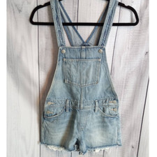 Old Navy  Distressed Crochet Lace Accent Denim Bib Overall Romper Girls L/10-12