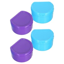 4Pcs Portable Denture Case Leak Proof Denture Case With Filter Basket For Travel
