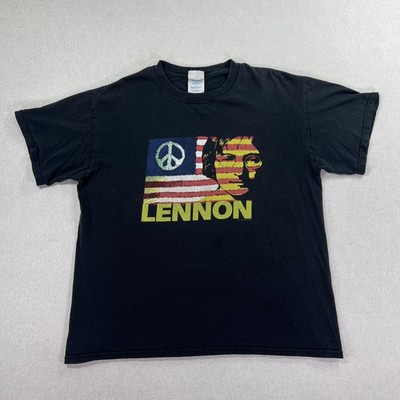 Vintage 2004 John Lennon Shirt Mens L Black Give Peace A Chance Tee Back