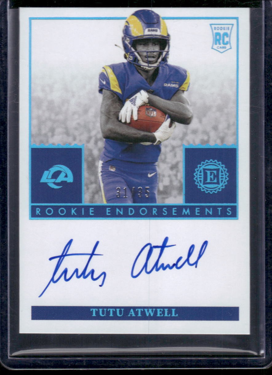#RE-TA Tutu Atwell 2021 Encased Rookie Endorsements Sapphire #/35