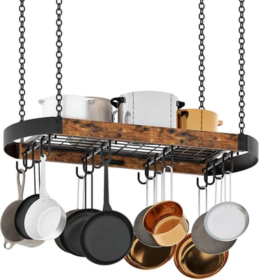 31.7-Inch Hanging Pot Rack, Space-Saving Pot Hanger for Kitchen, Ceiling Pan Han - Image 1 of 4