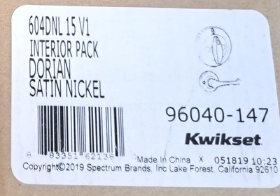 4 pack - KWIKSET INTERIOR Dorian Satin Nickel. 604 DNL 15 V1 96040-147