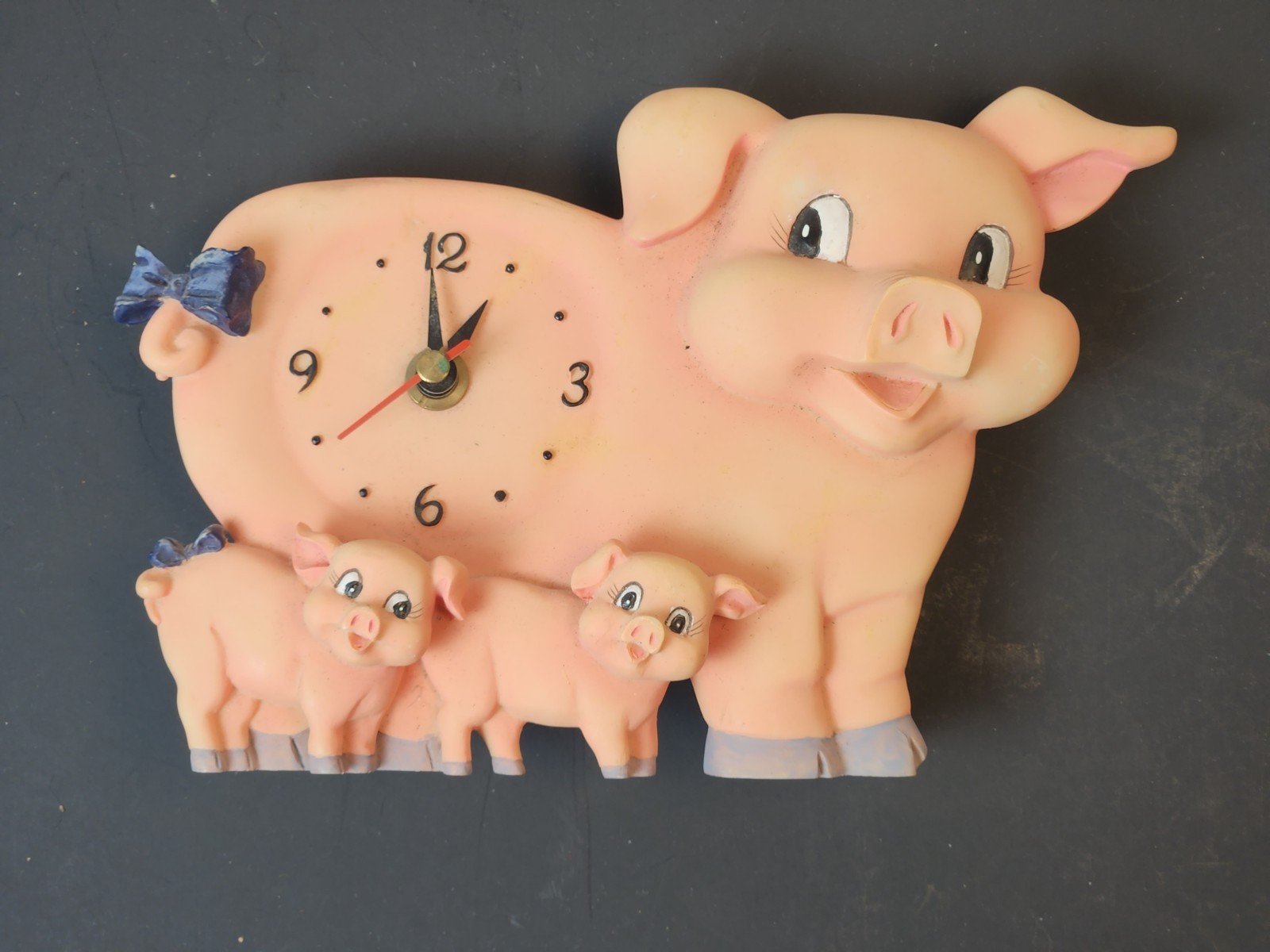 Vintage Pig Clock Oinks on the Hour - For Wall or Free-Standing - Works Great!