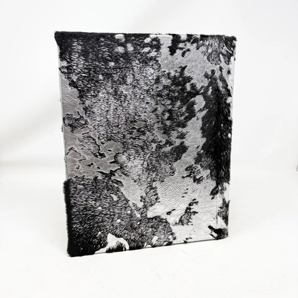 Silver Metallic Cowhide Pony Hair Notebook Western Glam Binder Sleeve 11.5 in - Image 3 of 4