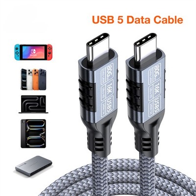 80Gbps USB C Data Cable 16K USB 5 PD 240W Thunderbolt 5 Type C Fast Charge Cord