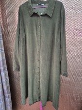 BNWT Tu Size 24 Green Cord Corduroy Midi Shirt Dress (1125/250/v)