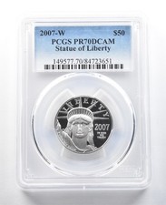 2007-W $50 American Platinum Eagle 1/2 Oz Platinum PR70 DCAM PCGS 2991.90 per troy oz