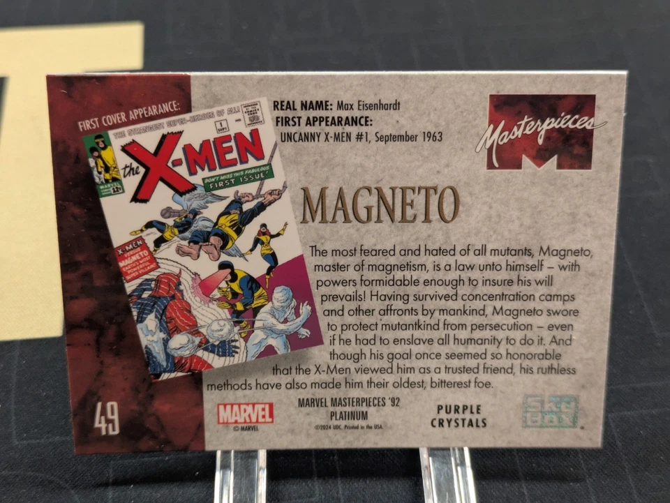 2024 Marvel Masterpieces ‘92 Platinum - Magneto - Purple Crystals #49 - Image 2 of 2