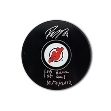 Jesper Bratt Autographed New Jersey Devils Hockey Puck Inscribed 1st Game Goal