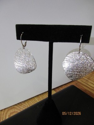 14K White Gold Filigree Dangle Eurowire Earrings Stamped 585 14K Italy NOS