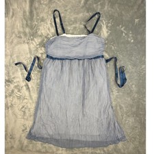 Motherhood Maternity Blue White Striped Empire Waist Sun Dress Smocked Large