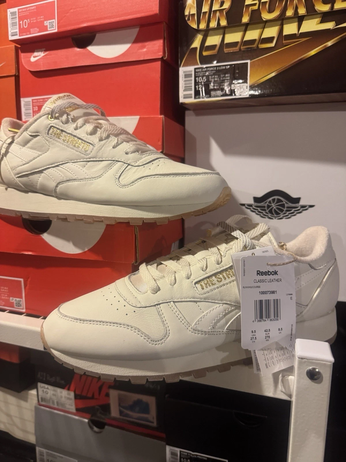Size 9.5 - END. x The Streets x Reebok Classic Leather Chalk Gold Metallic