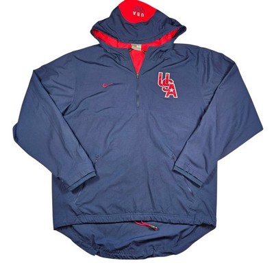 VTG Nike × USA Olympics Blue/Red Quarter-Zip Windbreaker Jacket- Men's Size S