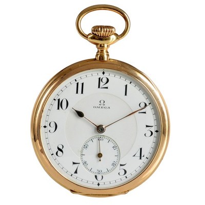 OMEGA Pocket watch open face rose gold 14KT Very Rare