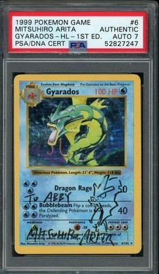 Pokemon Mitsuhiro Arita Signed Sketched Shadowless Base Gyarados