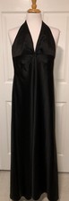 Laundry by Shelli Segal Satin Halter Maxi Gown Sz 2 Black 90s Y2K Prom **FLAW **