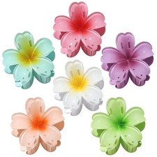 6 Pack Hawaiian Flower Hair Claw Clips Plumeria Flower Claw Clips for Women