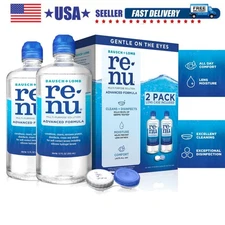 Contact Lens Solution, Advanced Formula, Multi-Purpose Solution with Lens Cas...