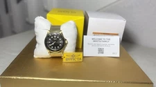 Invicta Pro Diver Watch: 43mm Black Dial with Mesh Bracelet in Gold Tone (49691)