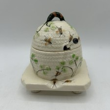 MARUHON WARE - MACETA DE MIEL COLMENA ABEJA CLOVIA - RARA - 1930’s-1940,s, DE COLECCIÓN con cuchara