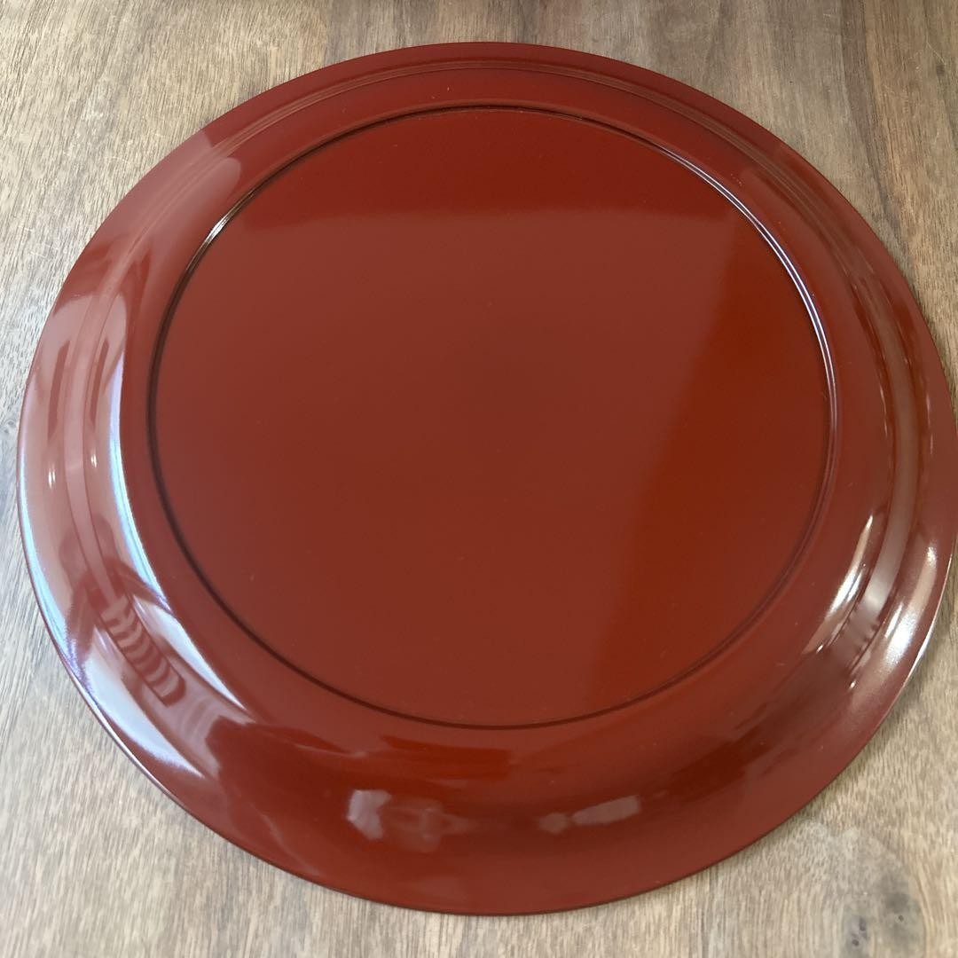 [UnusedNURI Echizen lacquerware confectionery tray round plate tray 2