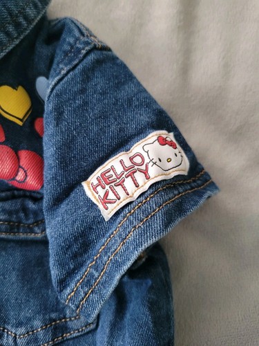 NEW Hello Kitty Snap Front Denim Jean Dress Jumper Sanrio Girls Overalls 5/6 - Picture 5 of 8
