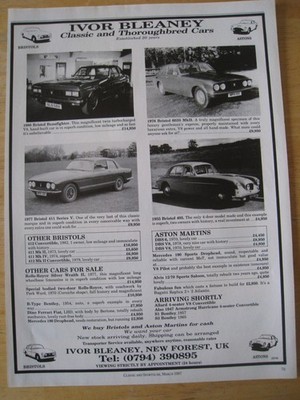 IVOR BLEANEY CLASSIC VOLLBLUT AUTOS ASTON MARTINS 1987 WERBUNG A4 AKTE 47