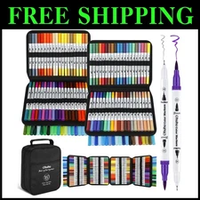 Brush & Fineliner Markers - 160 Vibrant Colors - No Bleed