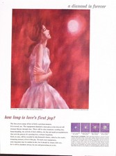 De Beers 1963 "Love's First Joy" Diamond Ad Vintage Magazine Print Art
