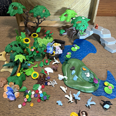 PLAYMOBIL Woodland Forest Playset w/ Trees, Flowers, Forest Animals, and more