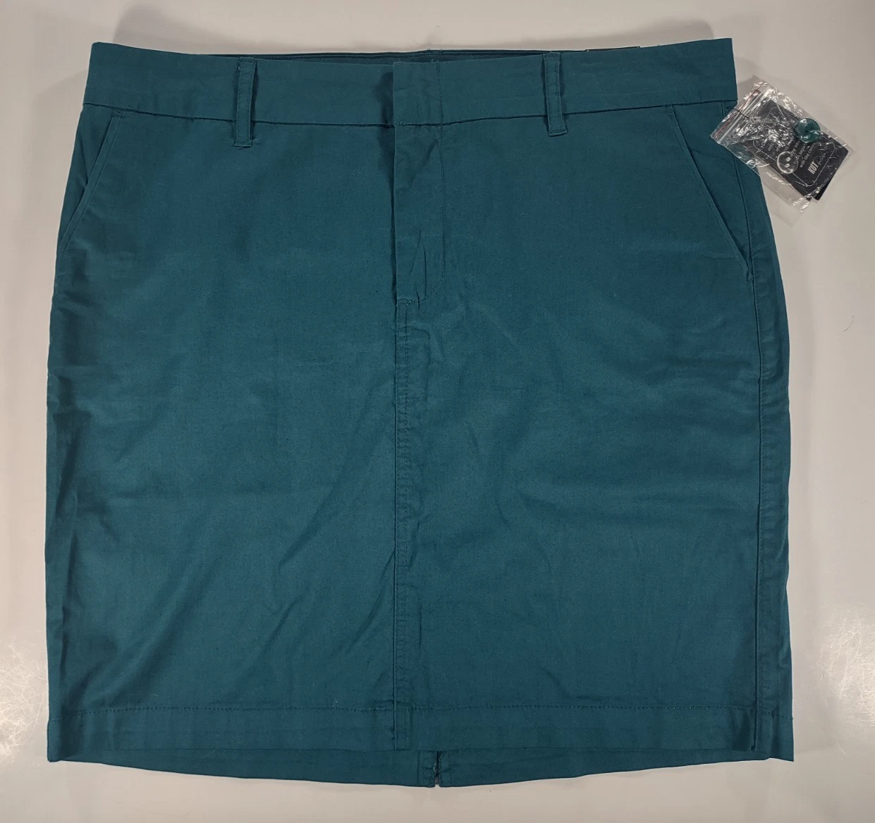 NWT Kut from the Kloth deep teal green cotton blend straight skirt 12 Petite