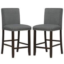 Set of 2 Bar Stools Upholstered Bar Chairs Pub Stool Chair Kitchen Dining Chair