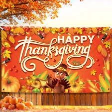 Happy Thanksgiving Banner - XtraLarge, 72x44 Inch | Thanksgiving Backdrop for...