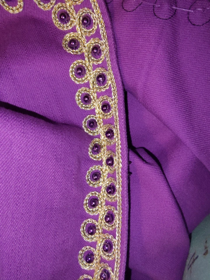 Camisa estilo chaqueta Victor Costa púrpura bordada 1X hermosa púrpura  Foto 4 de 4